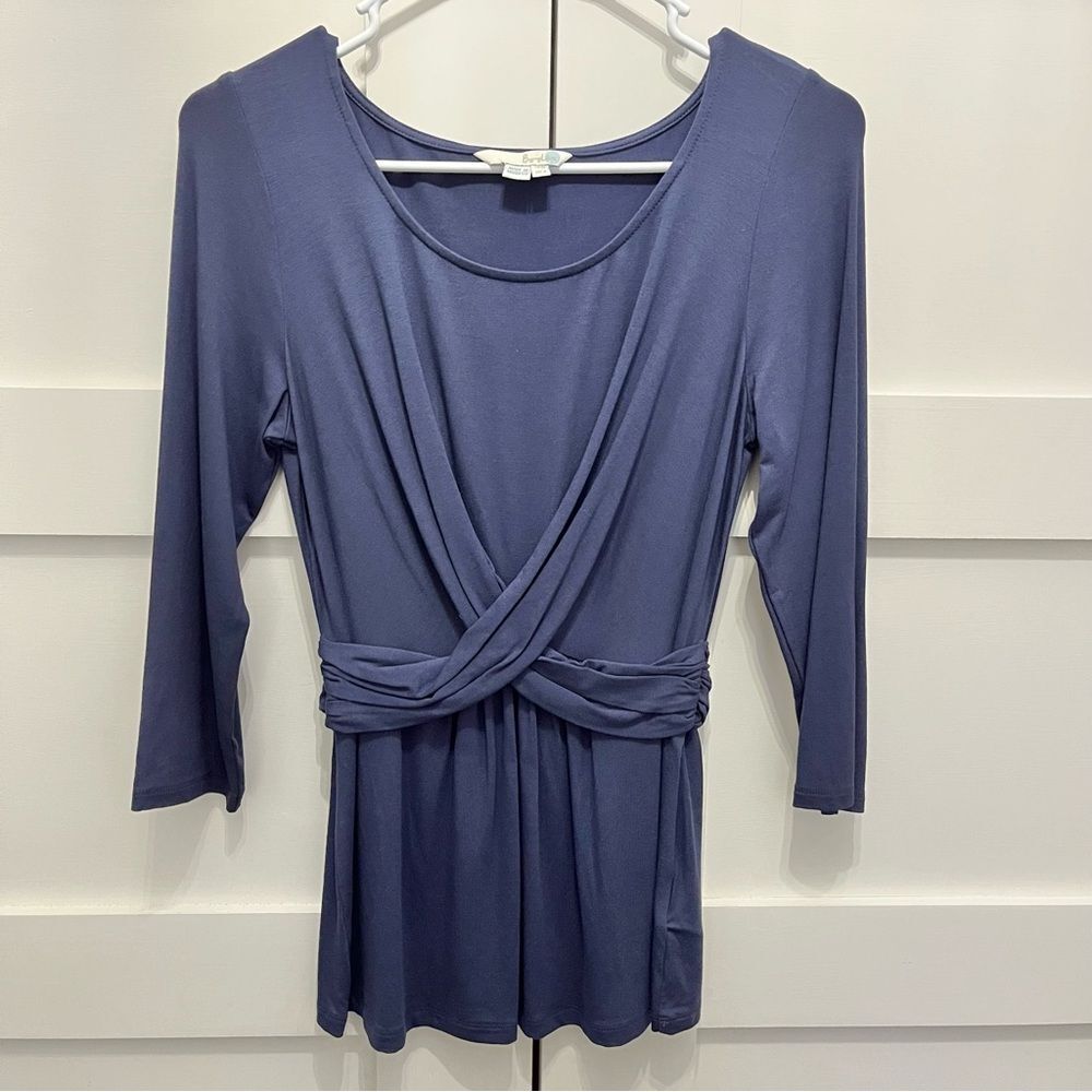 Boden faux wrap top solid navy blue size US 8